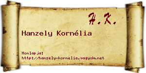 Hanzely Kornélia névjegykártya